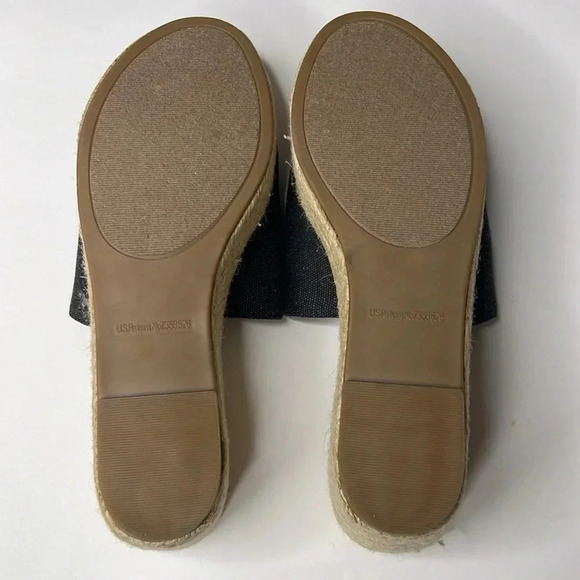 Rampage espadrille wedge slides black sandals sz 8.5 black denim upper. - Picture 4 of 5